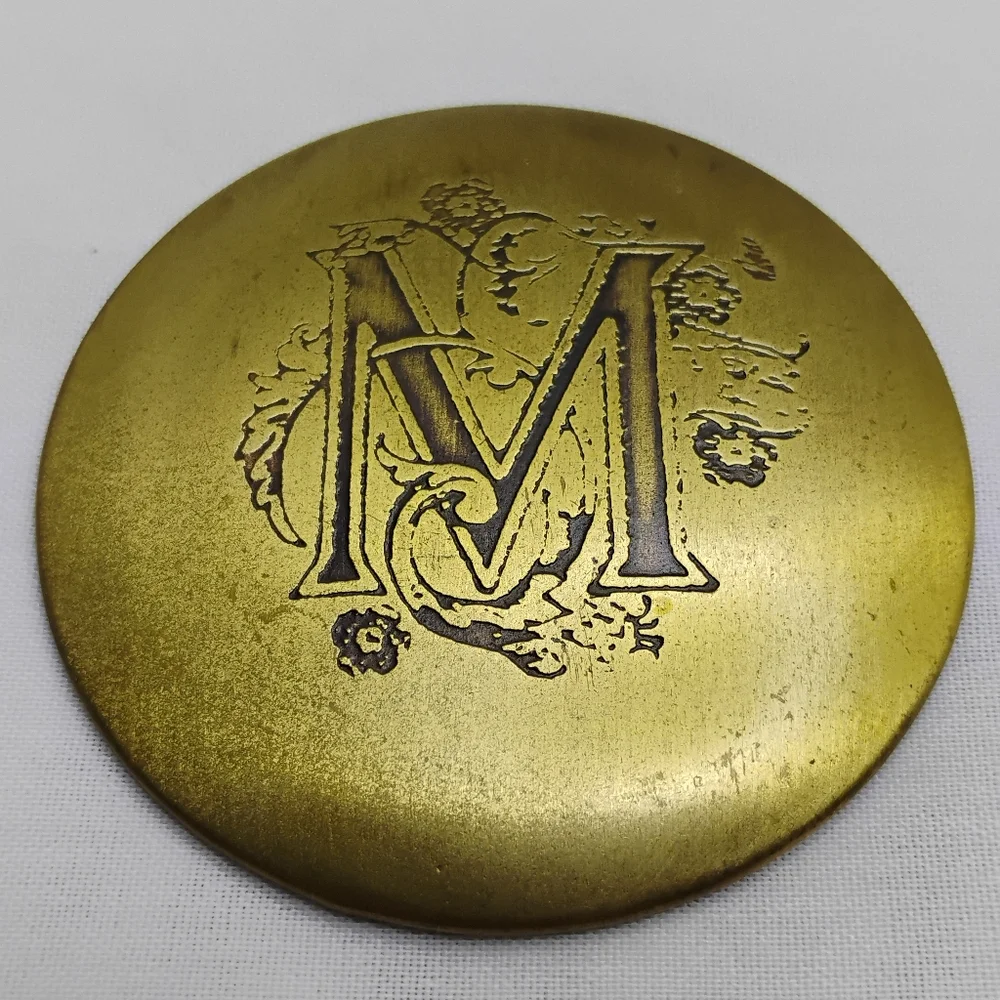 Anthropologie Monogram Small Purse Handheld M Initial Makeup Mirror & Pouch Gift